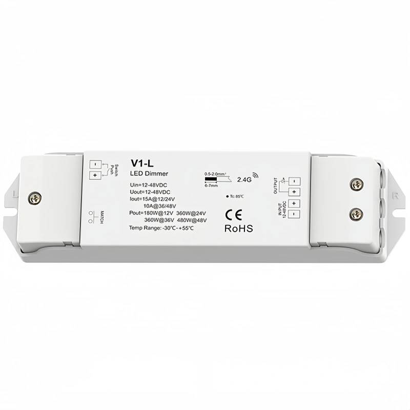 Controle remoto LED Dimmer V1-L com botão e tela sensível ao toque integrados, em uma única cor.