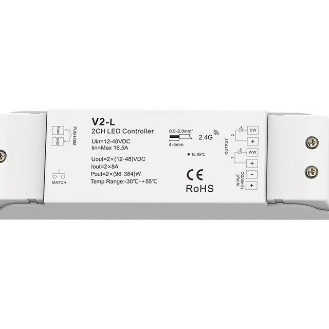 Controle remoto dimerizável CCT V2-L com botões e tecnologia touch integrada.