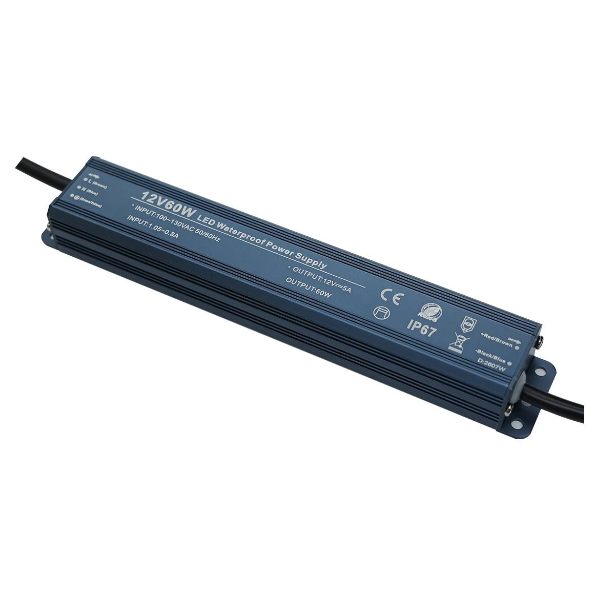 Fonte de alimentação LED à prova d'água YS-WP-12060 / YS-WP-24060 60W 24V IP67
