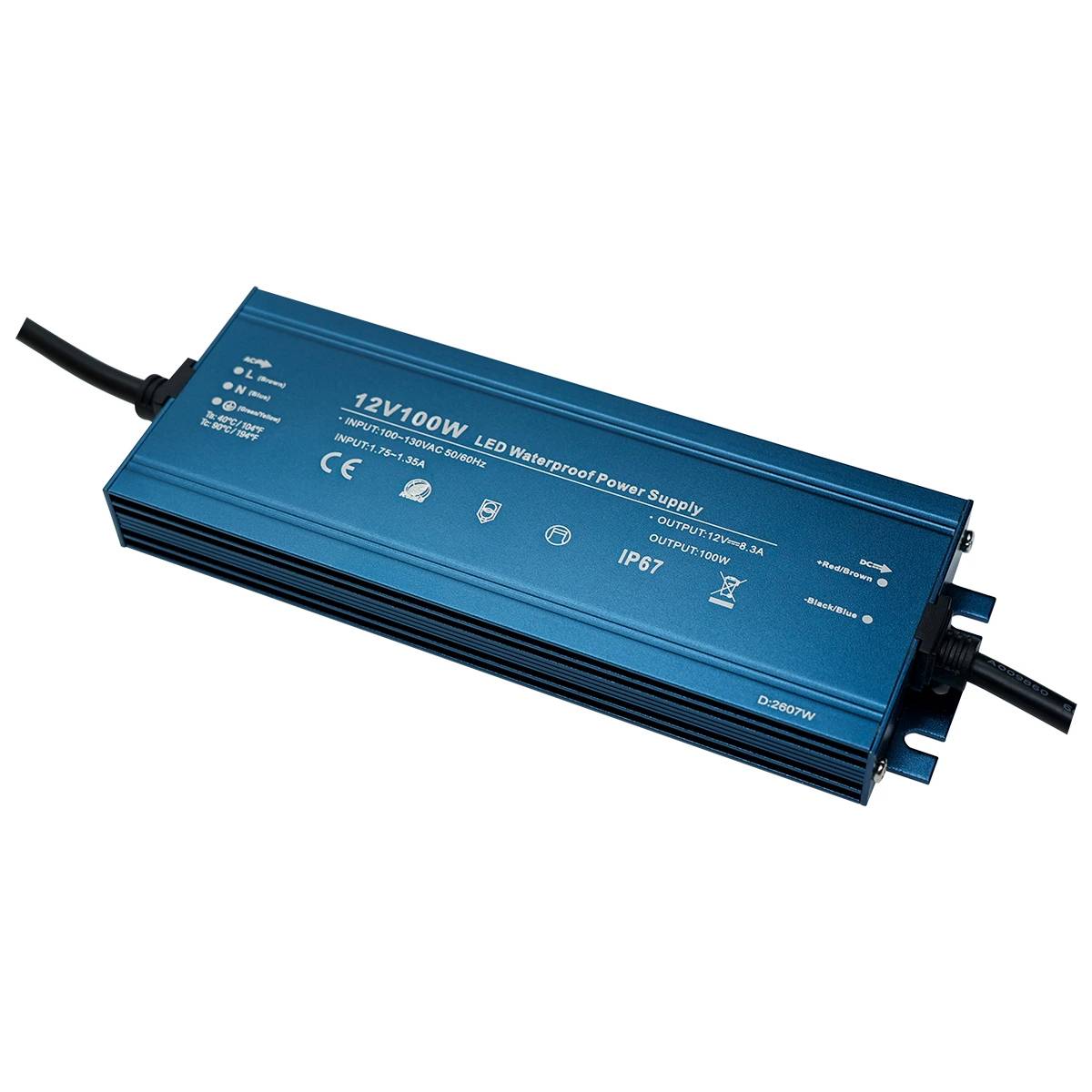 Fonte de alimentação LED à prova d'água YS-WP-12100 / YS-WP-24100 100W 12V/24V