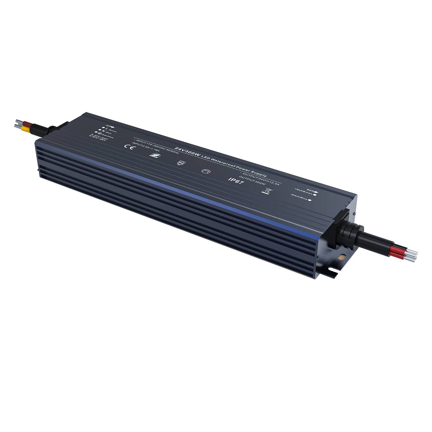 Fonte de alimentação LED à prova d'água IP67 de 300 W YS-WP-12300 / YS-WP-24300