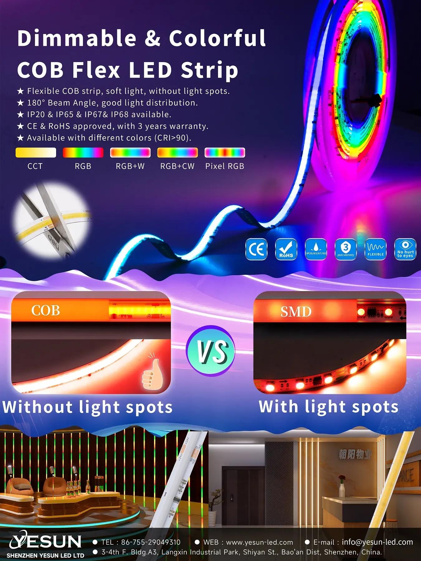 Dimmable & Colorful Flex COB LED Strip