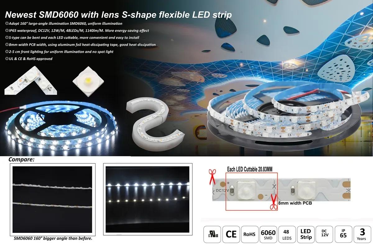 IP65 S Shape LED STRIP with 160° lens, best uniform lighting ever