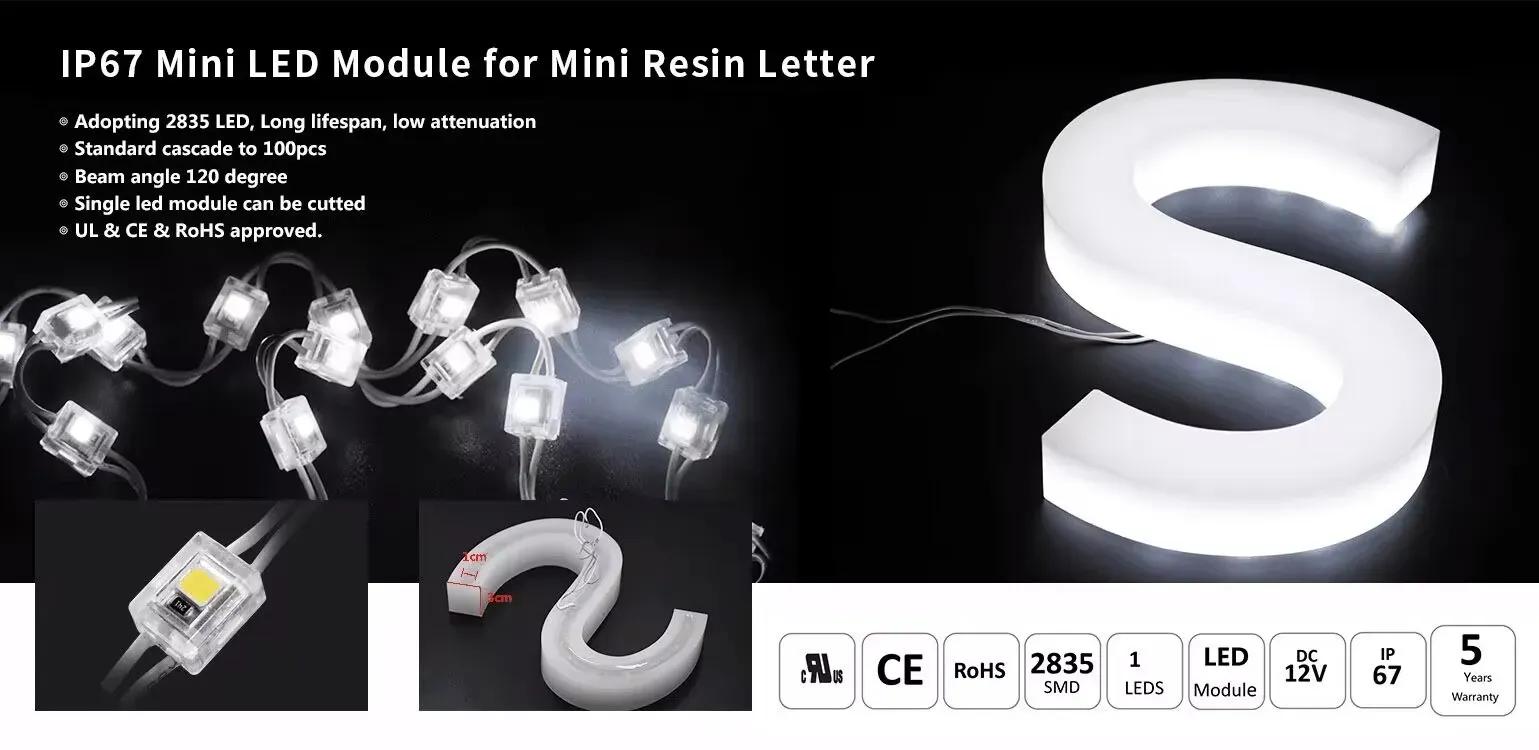 IP67 watreproof mini led module for epoxy resin mini letters with sealed environment