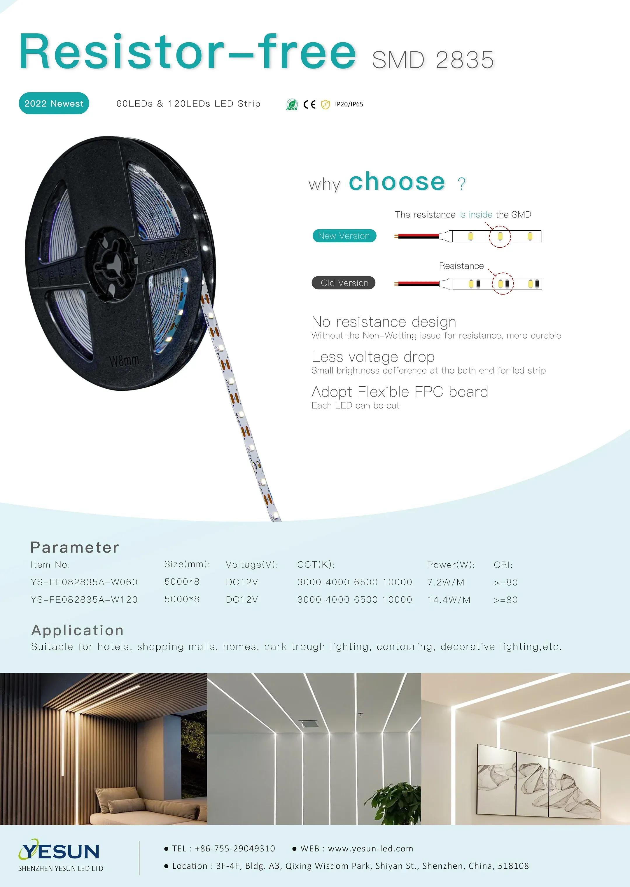 Resistor-free straight led strip