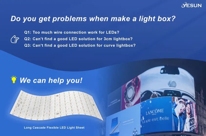 Catálogo de folhas de luz LED em cascata longa