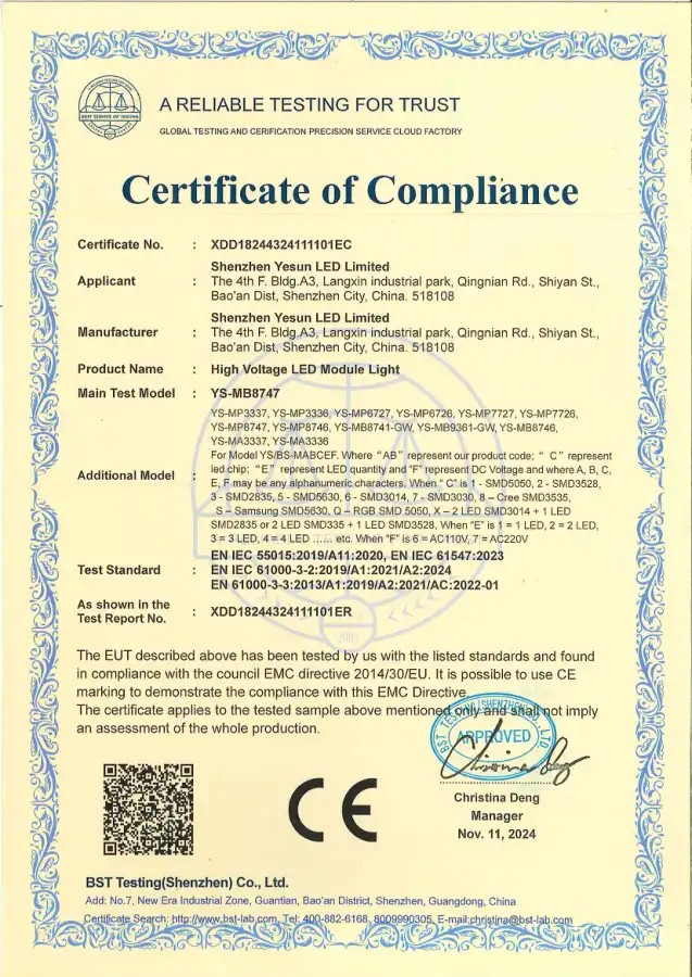 CE EMC certificate