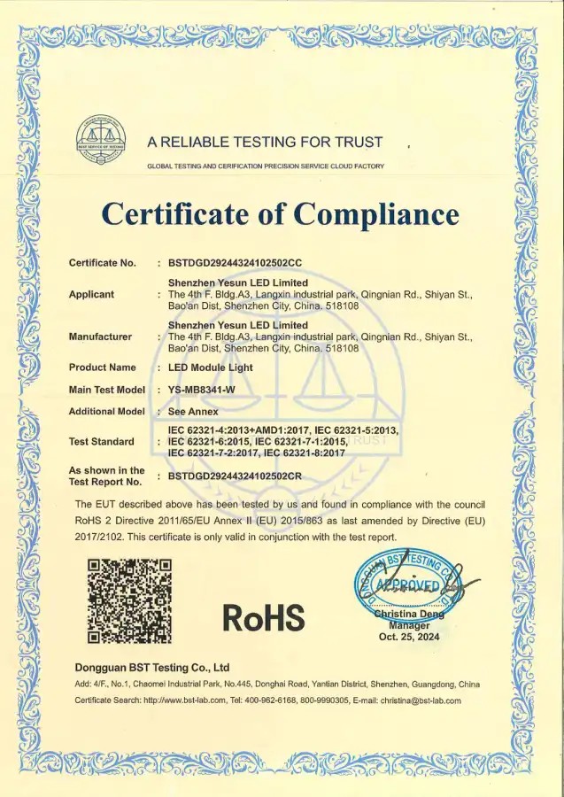RoHS certificate