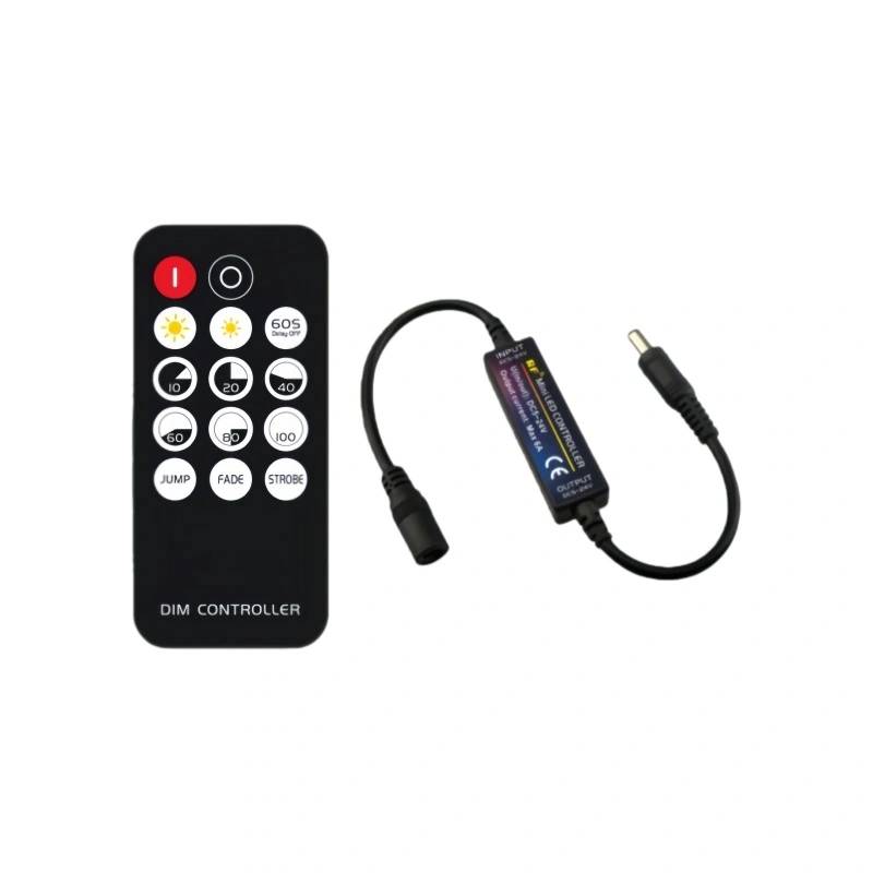 RF-M1 Mini Single Color LED Dimmer Controller with 5-24V DC Input and RF Remote RF-M1 Mini Single Color LED Dimmer Controller with 5-24V DC Input and RF Remote