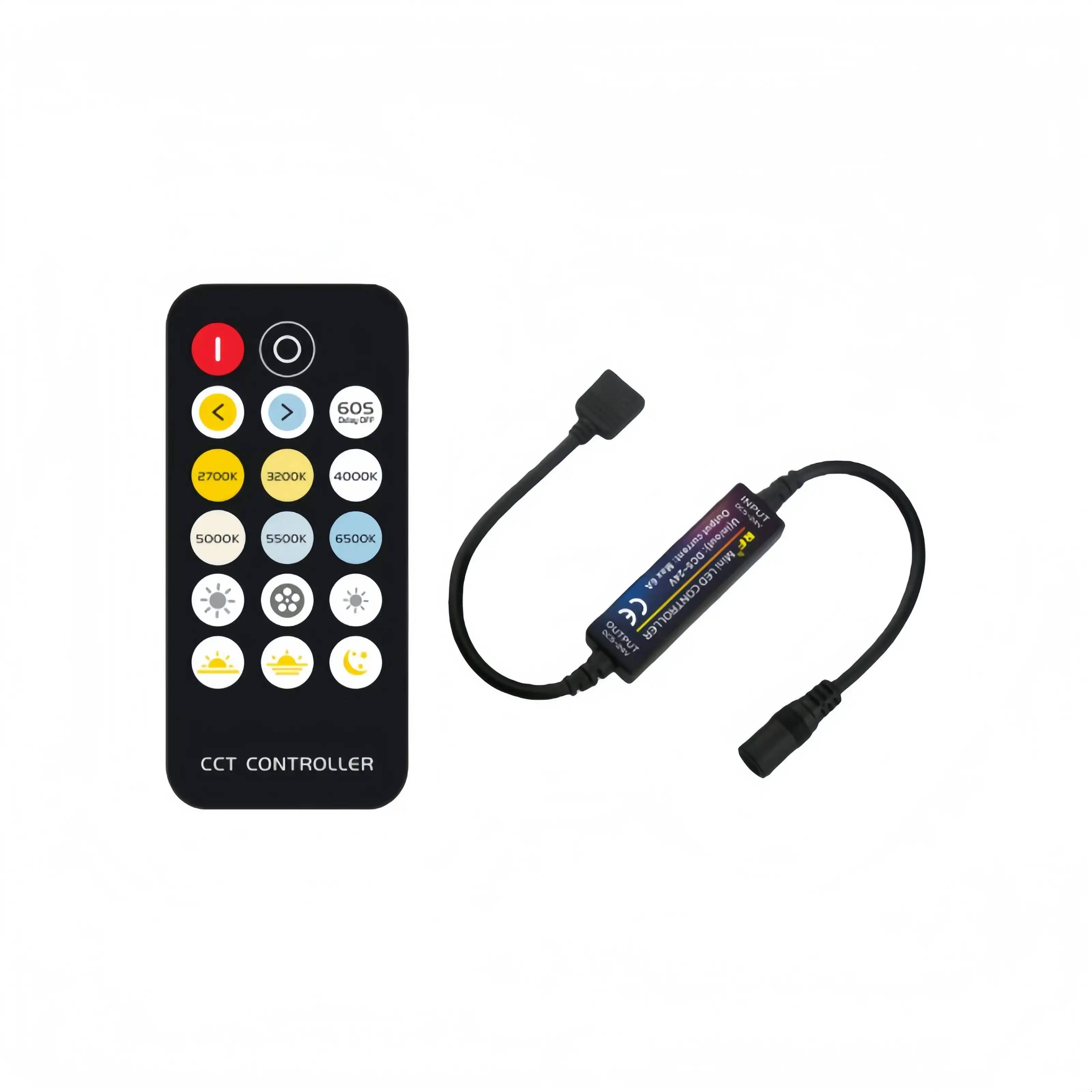 RF-M2 17-Key Mini CCT LED Dimmer Controller with 5-24V DC Input and RF Remote RF-M2 17-Key Mini CCT LED Dimmer Controller with 5-24V DC Input and RF Remote